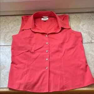 Talbots Sleeveless Button-Front Collared Top in Coral